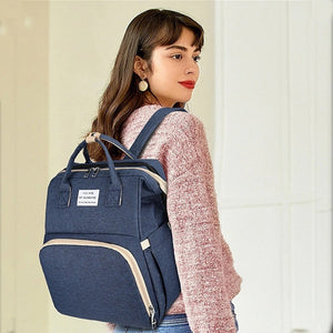 Multifunctional Diaper Backpack with Foldable Changing Bed