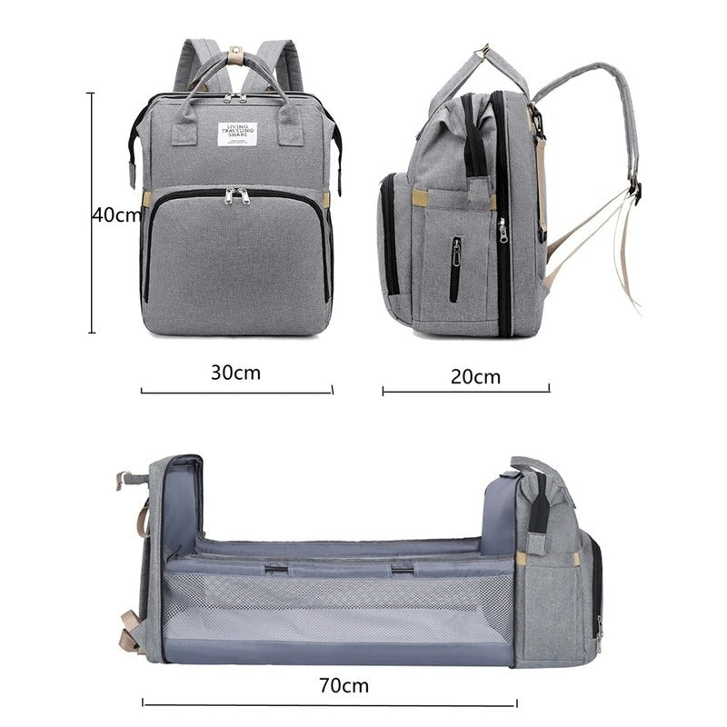 Multifunctional Diaper Backpack with Foldable Changing Bed