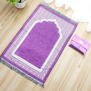 Muslim Prayer Rug Set With Carry Bag And Beads Anti Slip 1005009474721931-black
