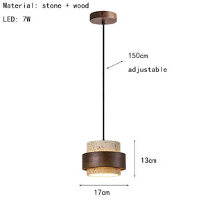 Natural Travertine Cylinder Pendant Light