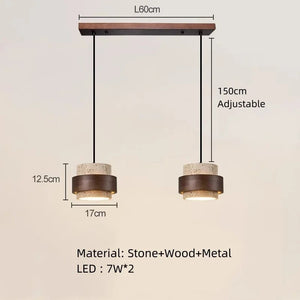 Natural Travertine Cylinder Pendant Light