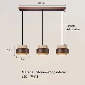Natural Travertine Cylinder Pendant Light