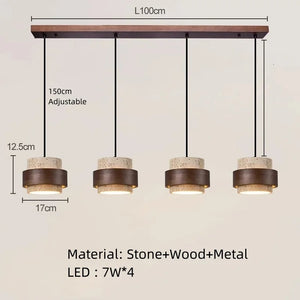Natural Travertine Cylinder Pendant Light