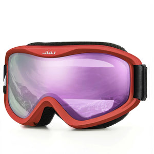 Otg Ski Goggles Double Lens Anti Fog Uv400 Helmet Compatible Strap 32848676645-C1 Vermillion Red
