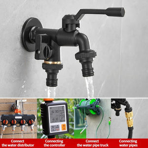 Outdoor Dual Outlet Garden Faucet with Hose Connector
