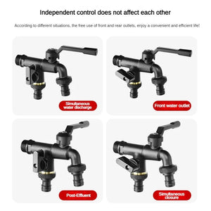 Outdoor Dual Outlet Garden Faucet with Hose Connector