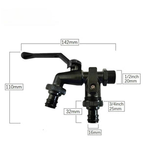 Outdoor Dual Outlet Garden Faucet with Hose Connector