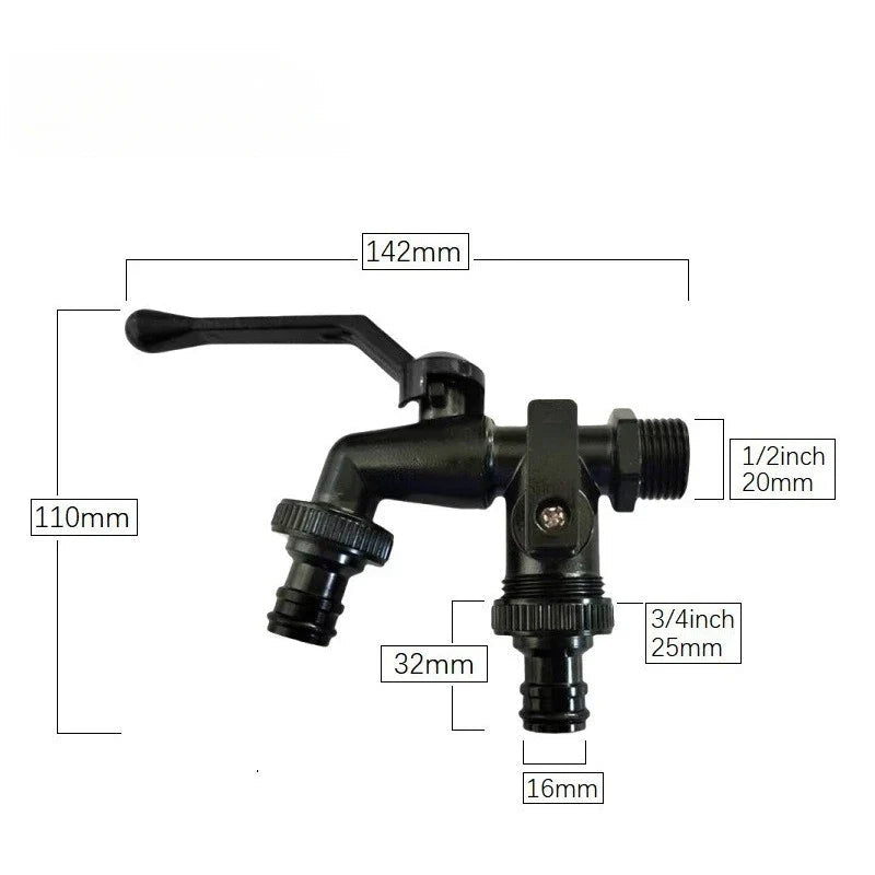 Outdoor Dual Outlet Garden Faucet with Hose Connector