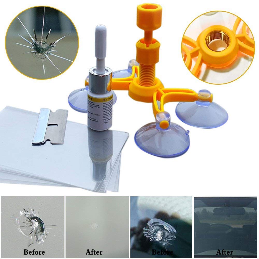Windshield Crack Repair Kit with Vacuum Function