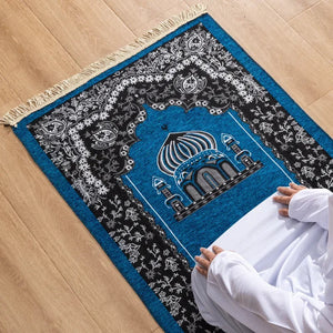 Portable Muslim Prayer Rug With Fringe Tassels Non Slip Backing 1005006499811927-C