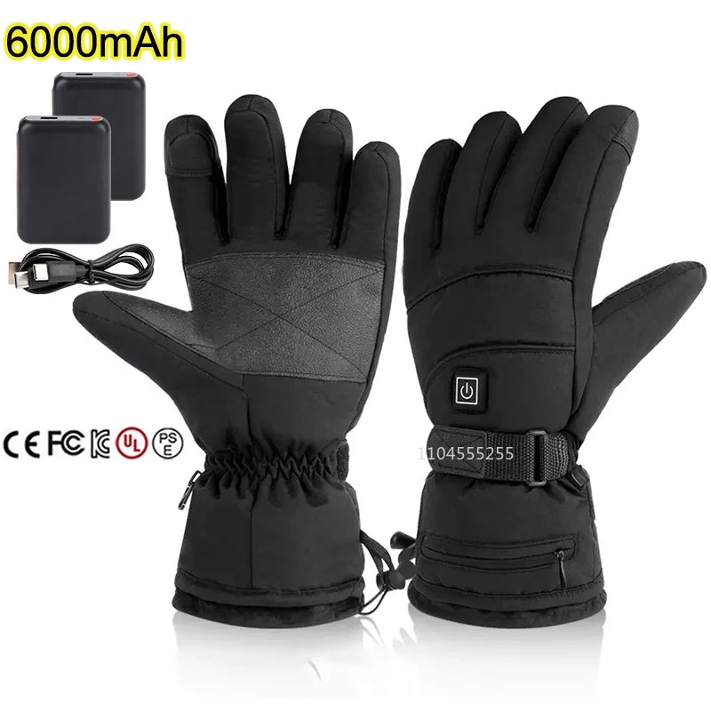 Rechargeable Heated Winter Gloves With 3 Temperature Settings Waterproof Windproof 1005009945519487-HG4-Grey