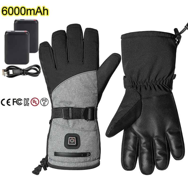 Rechargeable Heated Winter Gloves With 3 Temperature Settings Waterproof Windproof 1005009945519487-HG4-Grey