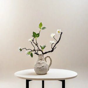 Retro Embossed Ceramic Vase For Dried Flower Arrangements Home Decor 1005008732765557-WHITE