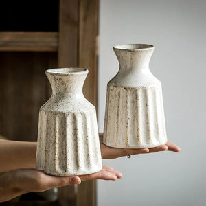 Retro Embossed Ceramic Vase For Dried Flower Arrangements Home Decor 1005008732765557-WHITE