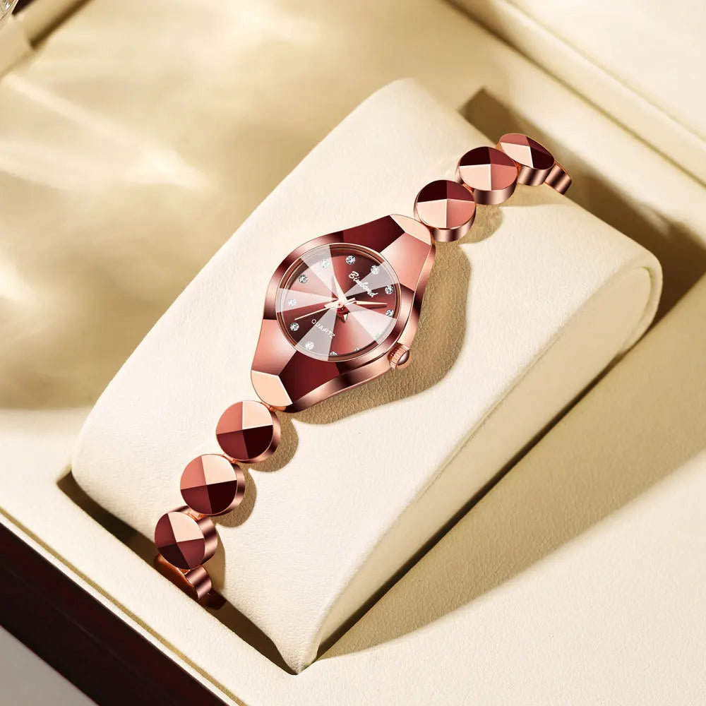 Rose Gold Bracelet Quartz Watch, Valentines Gifts For Her Waterproof 1005007519836179-Purple-GEDI