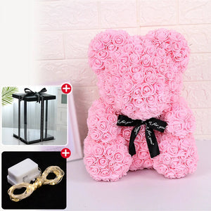 Rose Teddy Bear With Box Lights For Valentines Gifts For Her 1005006439133182-Flesh Pink