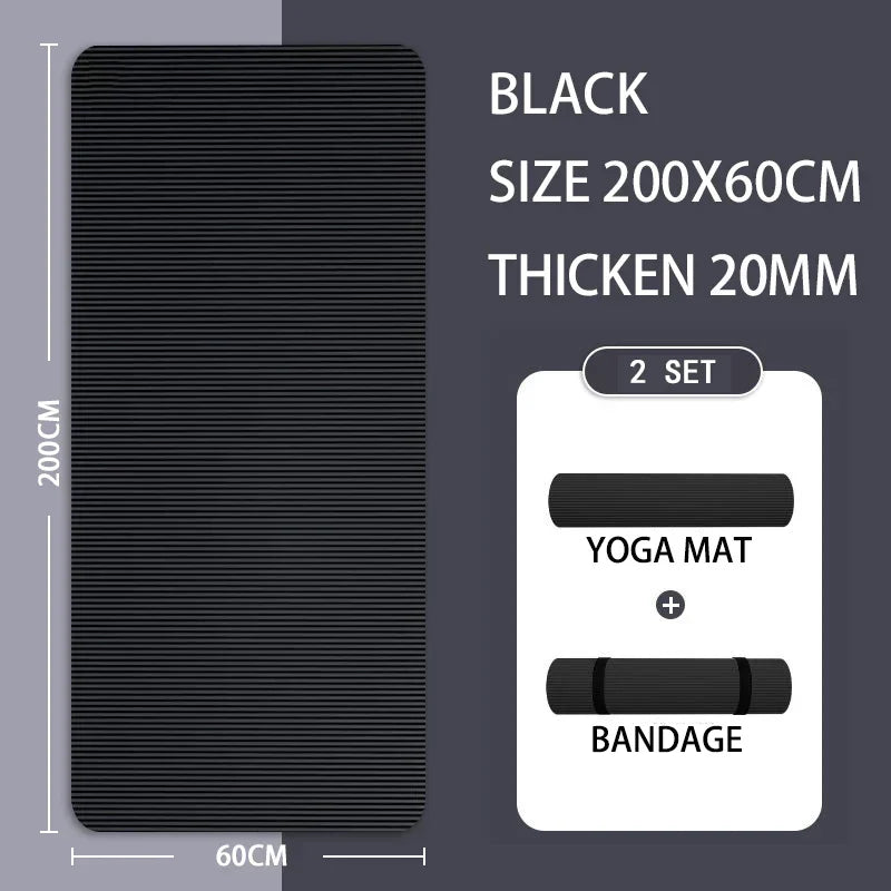 20Mm Thick Non-Slip Nbr Yoga Mat 200X60Cm