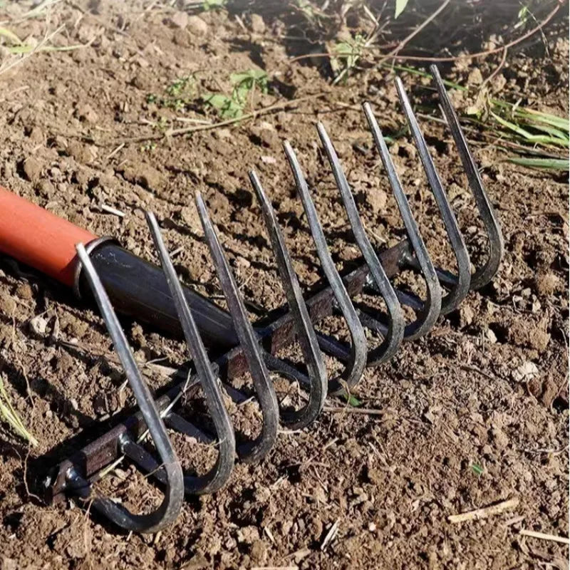 Labour-Saving 9-Tooth Manganese Steel Gardening Rake