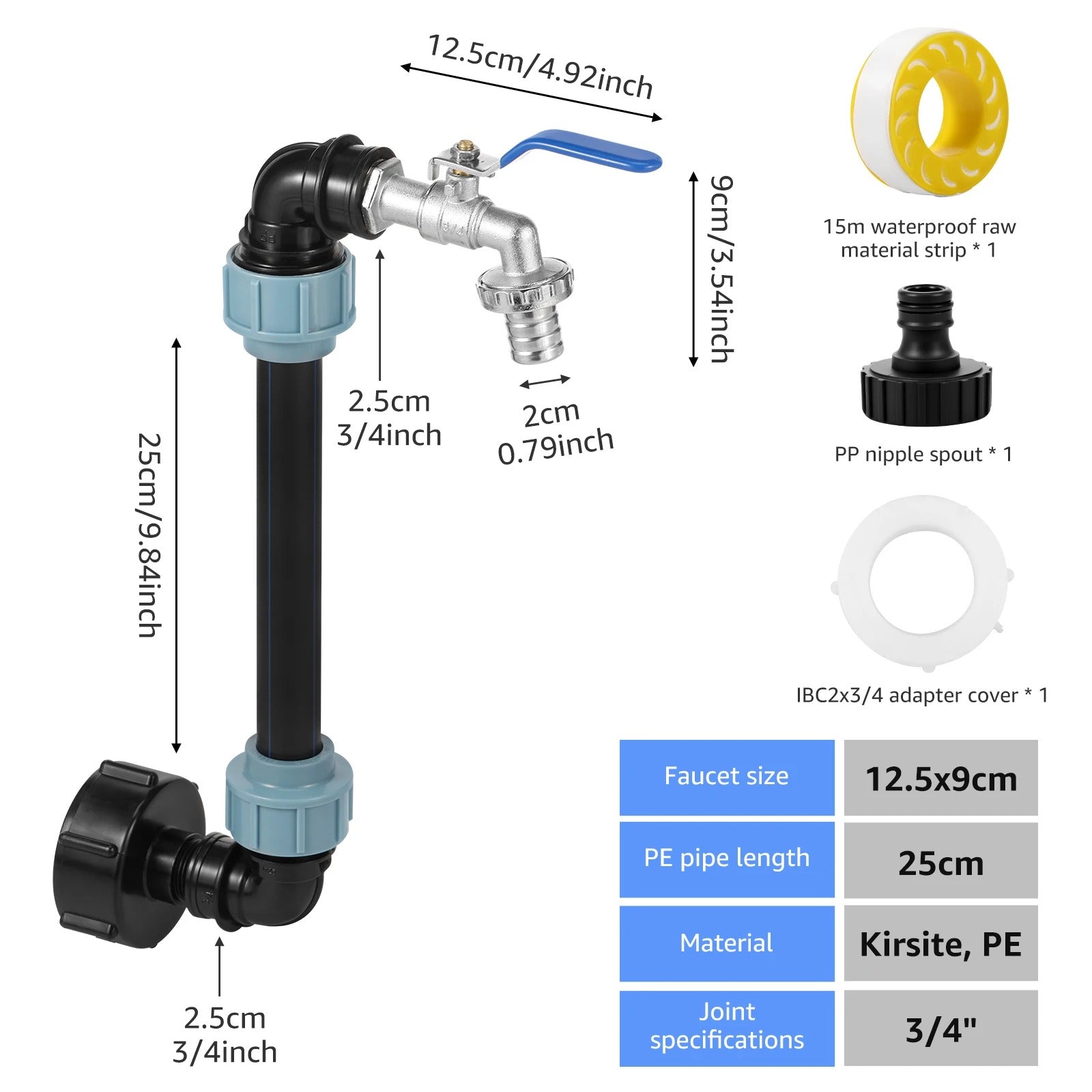 Gooseneck Water Pipe IBC Tank Tap Adapter with Zinc Alloy Faucet and Leak-Proof Design