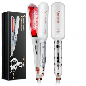 Steam Infrared Ceramic Hair Straightener with Wide Plates