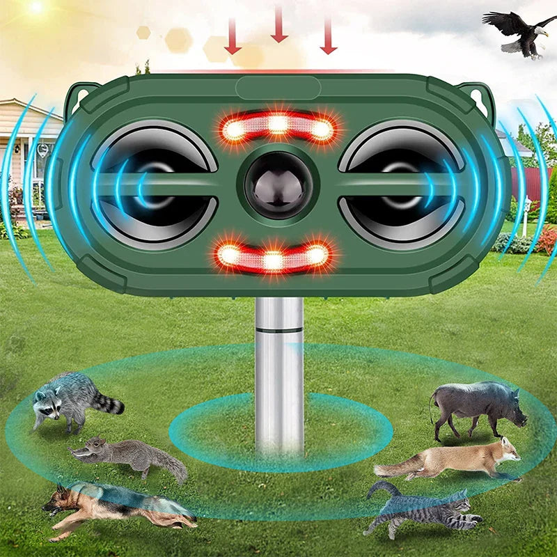 Solar Ultrasonic Waterproof Animal Repeller for Outdoors