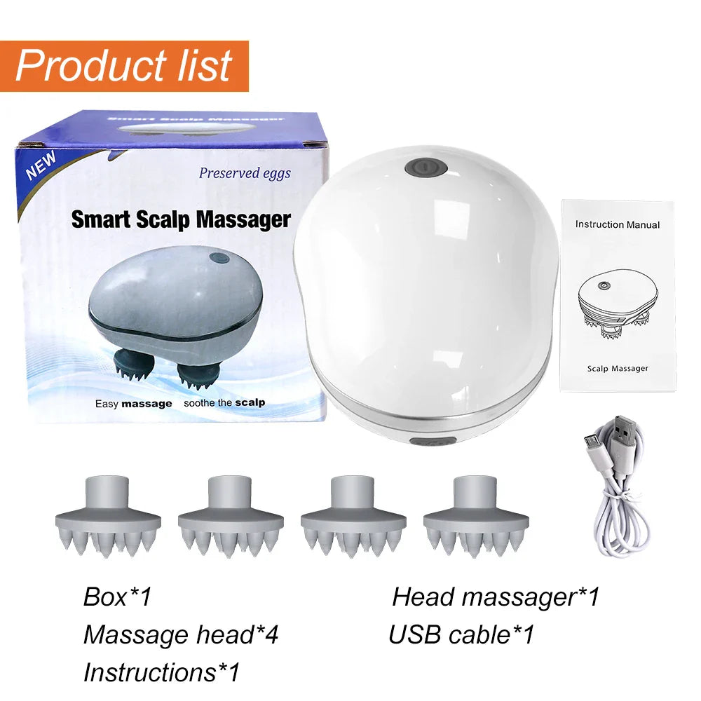 Red Light Electric Scalp & Body Massager with 4 Heads