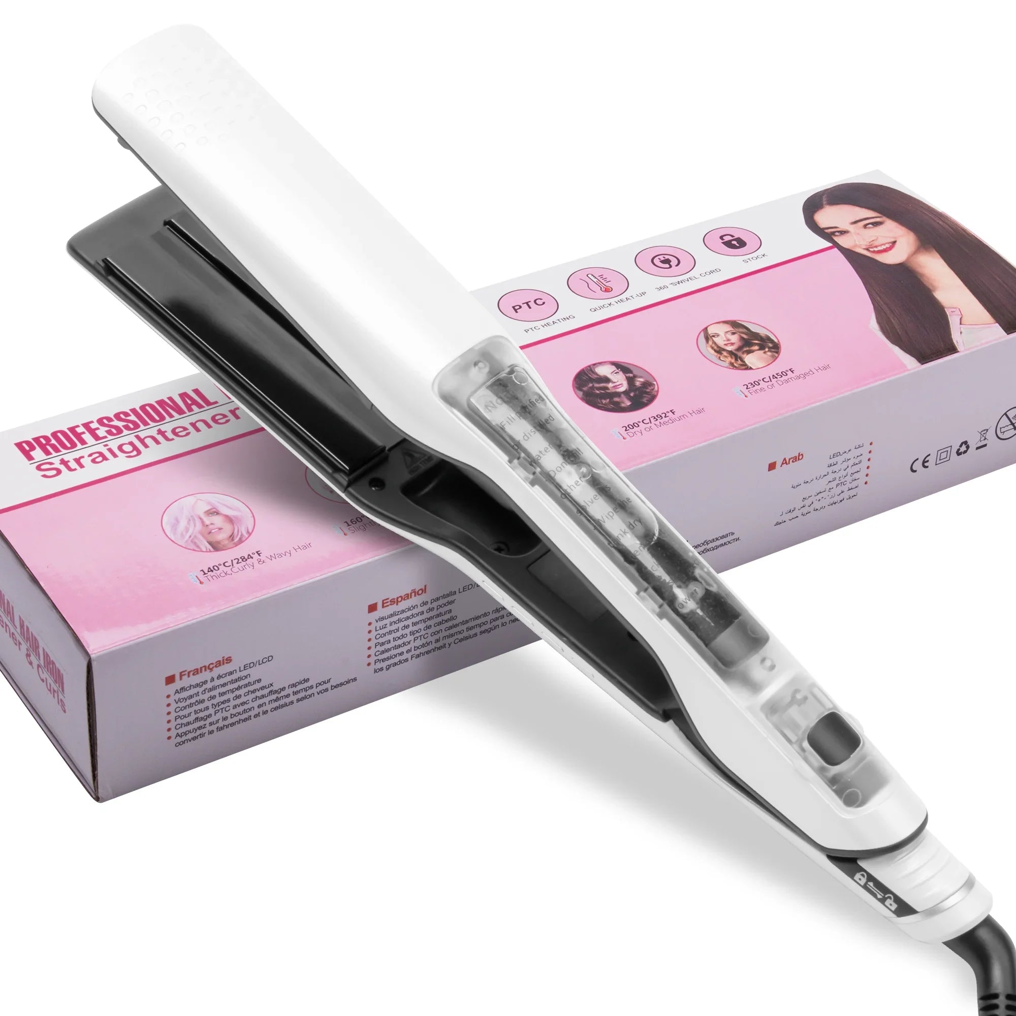 Professional Steam Hair Straightener with Nano Titanium Plates