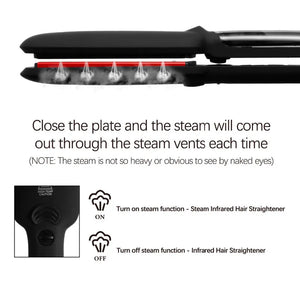 Steam Infrared Ceramic Hair Straightener with Wide Plates