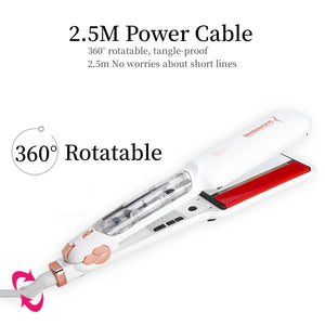 Steam Infrared Ceramic Hair Straightener with Wide Plates