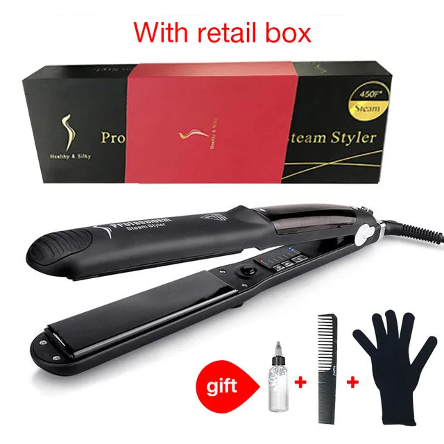 Steam Hair Straightener with Ceramic Vapor Plates