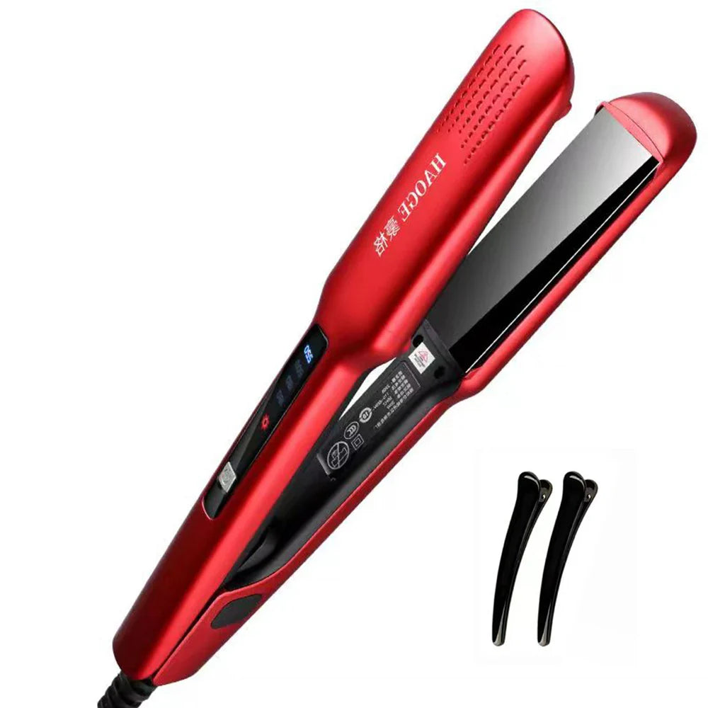 Professional Titanium Hair Straightener Brush with LCD