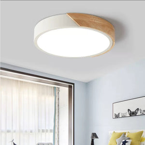 Glarefusion LED Modern Ultra Thin Wood Ceiling Light