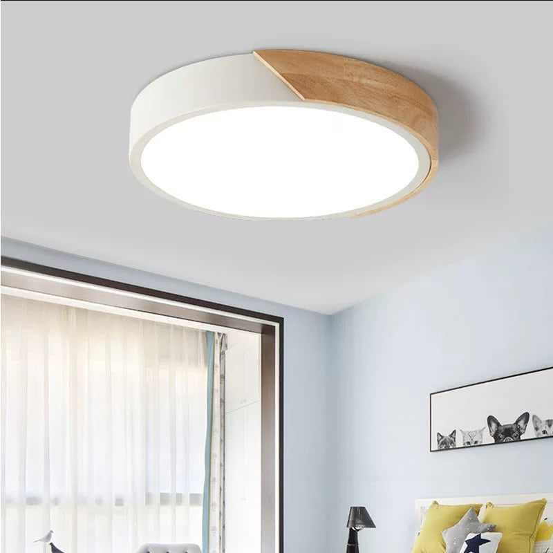 Glarefusion LED Modern Ultra Thin Wood Ceiling Light
