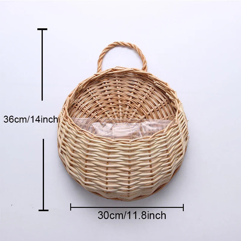 Handmade Rattan Hanging Wall Planter Basket