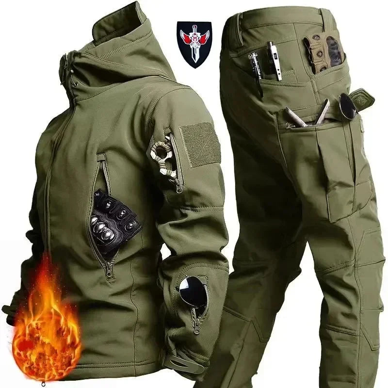 Men's Waterproof Tactical Fleece Softshell Set