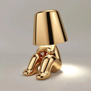 Glarefusion Cute Gold Man Statue LED Table Lamp