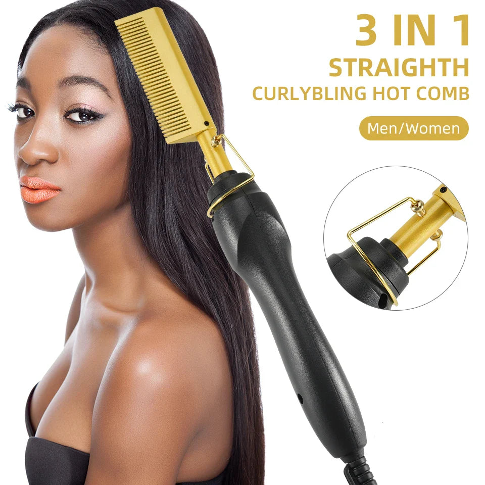 3-in-1 Hair Straightener and Curler Hot Comb