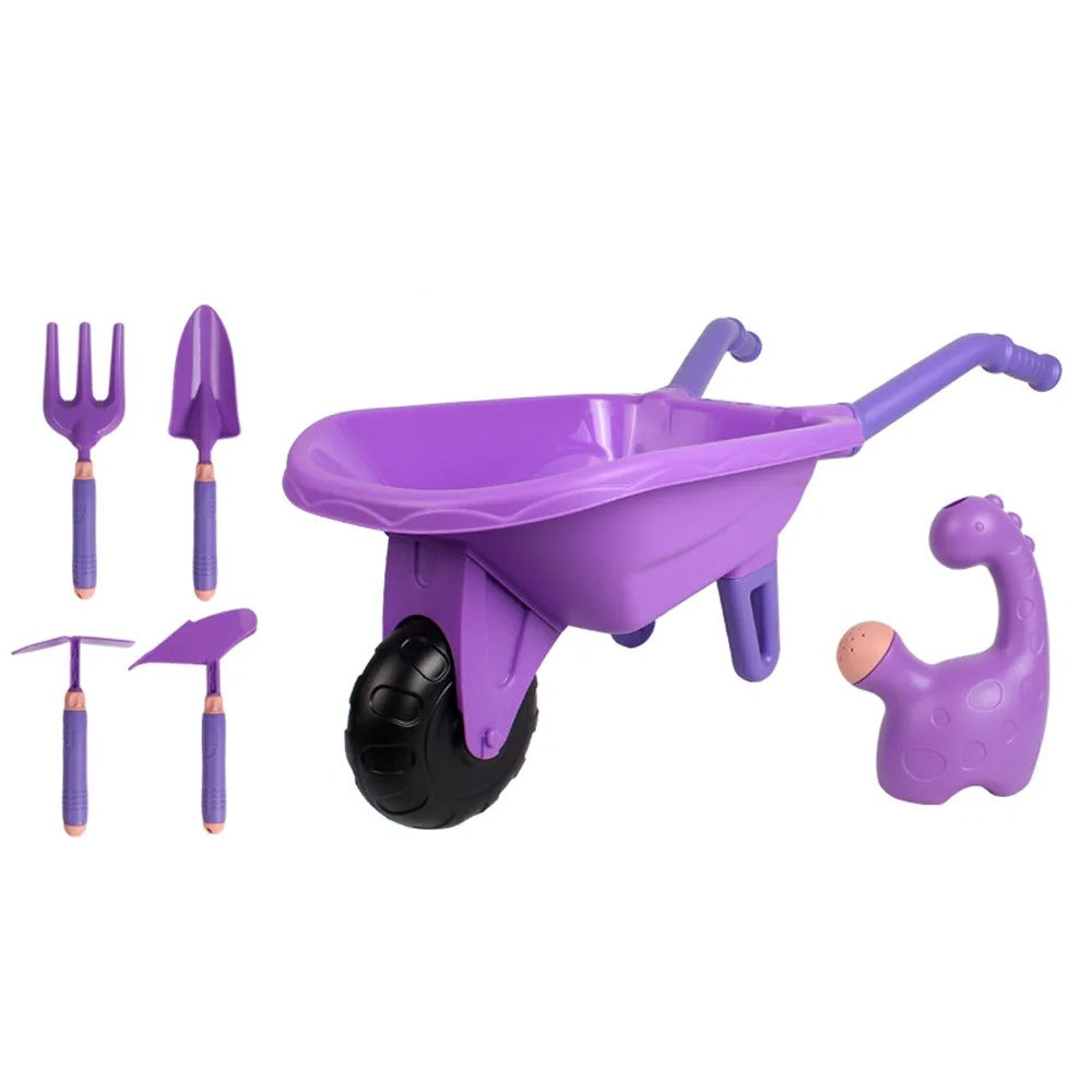Outdoor Children’s Gardening Set with Children’s Wheelbarrow Set and Plastic Watering Can