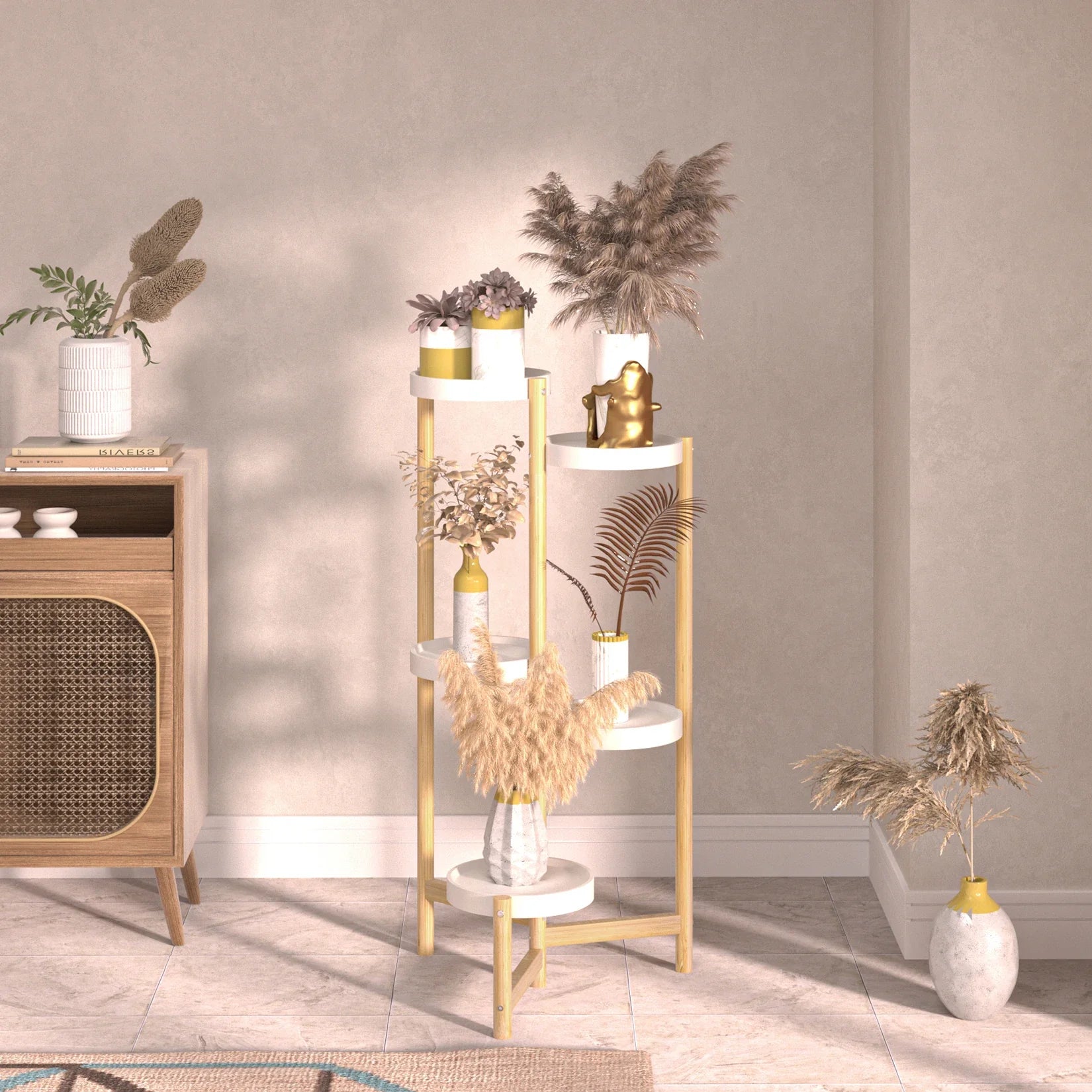 Bamboo 5-Tier Indoor Outdoor Plant Stand Rack