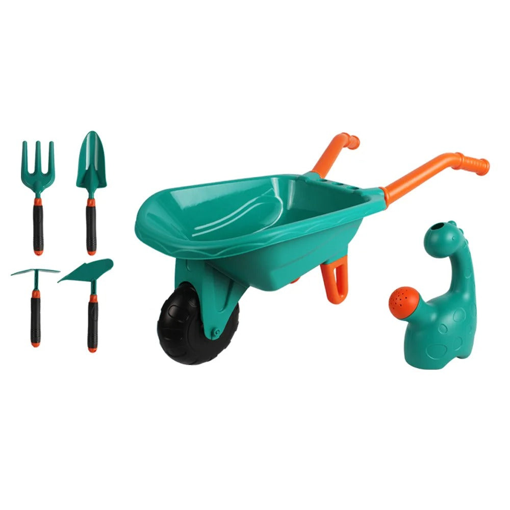 Outdoor Children’s Gardening Set with Children’s Wheelbarrow Set and Plastic Watering Can