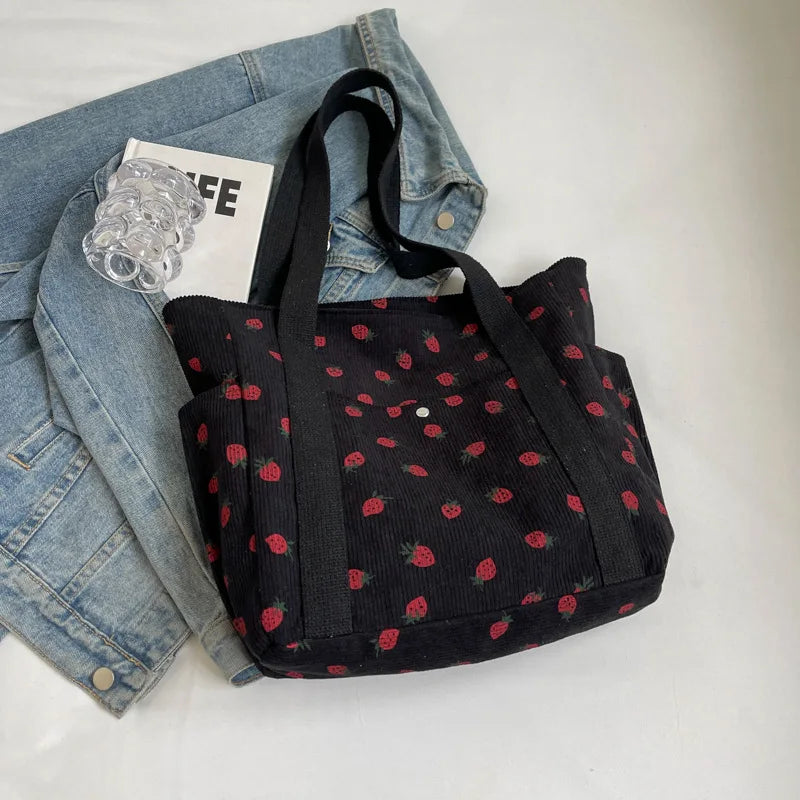 Corduroy Large Capacity Minimalist Tote Bag