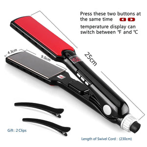 Titanium Hair Straightener Curler 480°F Dual Voltage