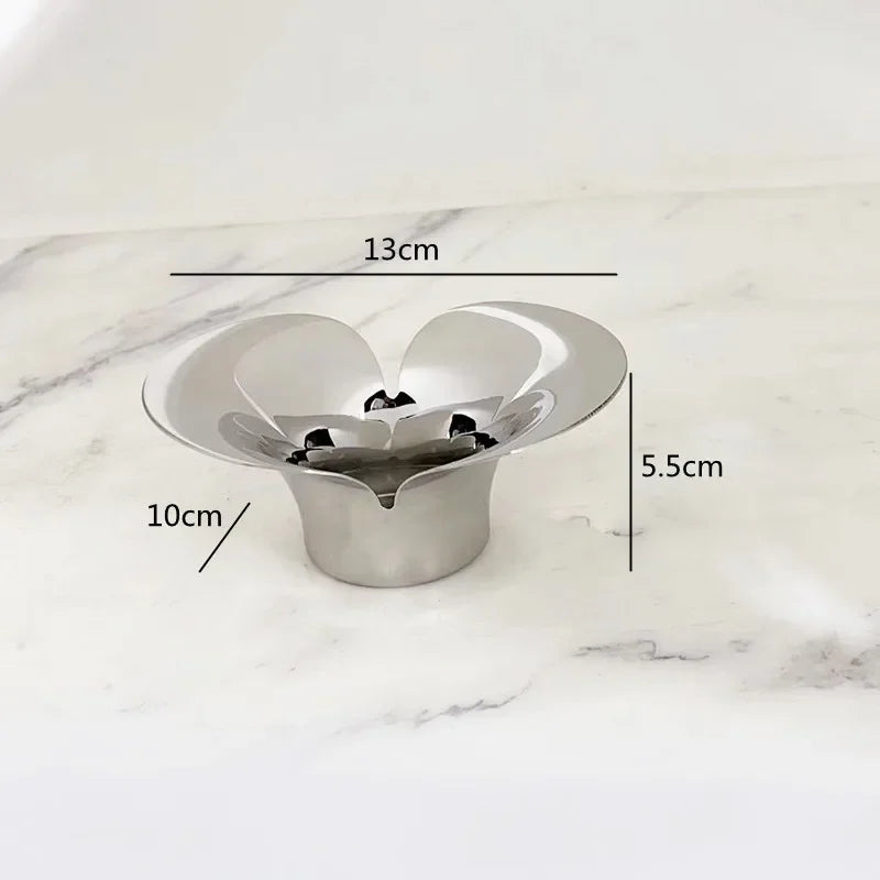 Silver Petal Stainless Steel Vase Candle Holder
