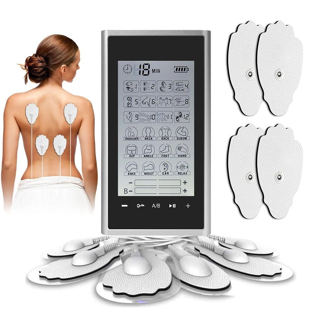 Electric Pulse Massager TENS Muscle Stimulator Physical Therapy Equipment with 24 Modes, EMS Function, and Rechargeable Massage Machine