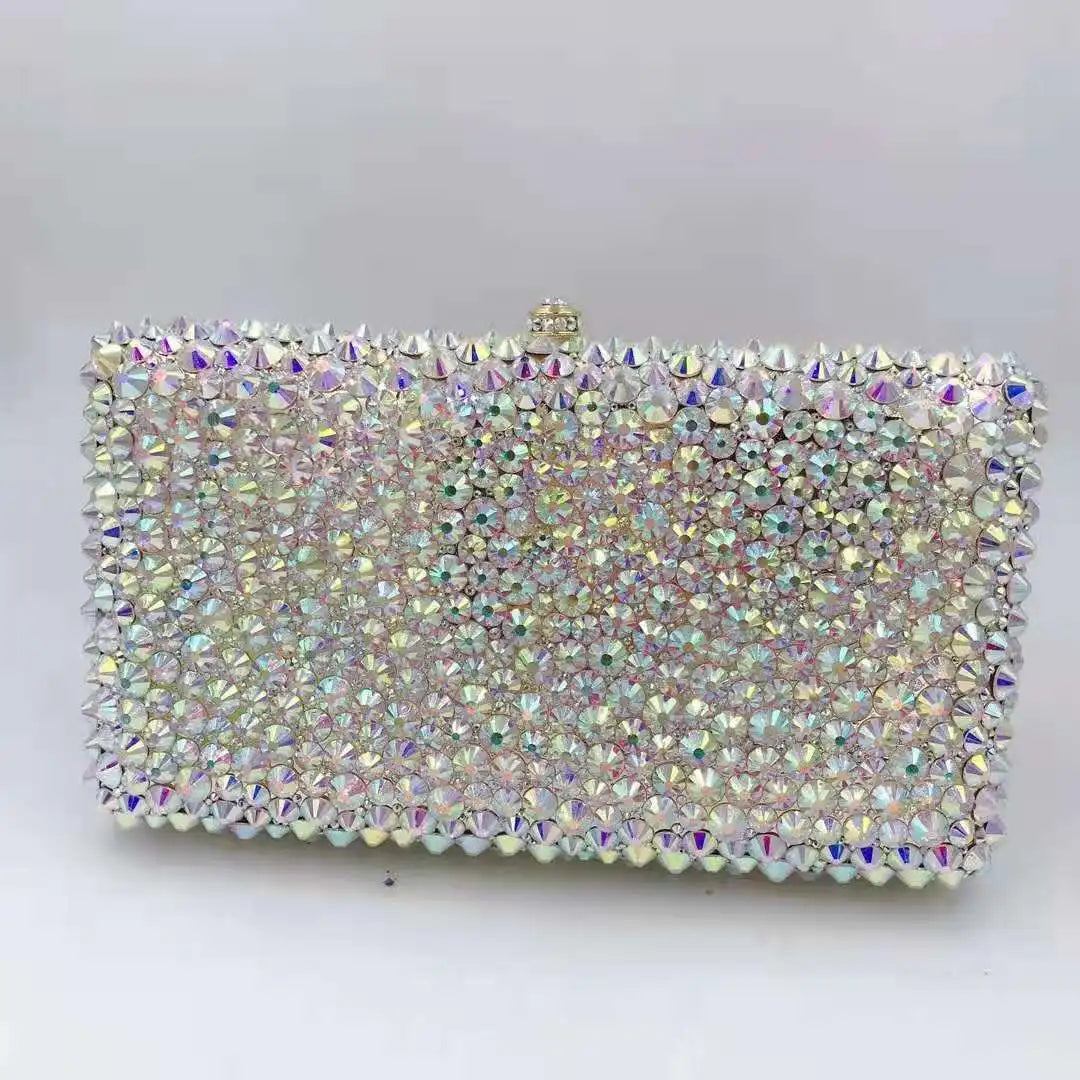 Silver Crystal Clutch Bag for Weddings and Parties