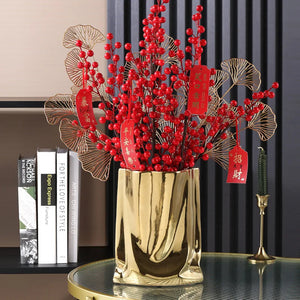 Silver Ruffled Ceramic Porcelain Bag Shape Tabletop Flower Vase Decor 1005005386512399-silver-L