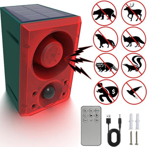 Solar Motion Sensor Alarm Light With 130Db Sound And Remote 1005009252367980-B-Two Horn Alarms