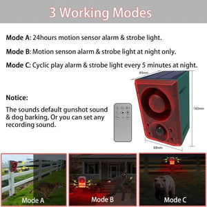 Solar Motion Sensor Alarm Light With 130Db Sound And Remote 1005009252367980-B-Two Horn Alarms