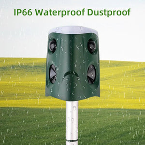 Solar Powered Ultrasonic Animal Repellent With Pir Sensor And Flashing Lights 1005007635995065-al