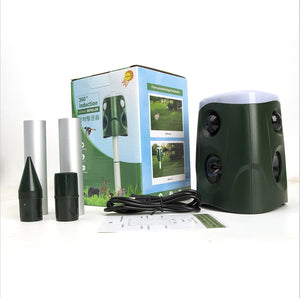 Solar Powered Ultrasonic Animal Repellent With Pir Sensor And Flashing Lights 1005007635995065-al